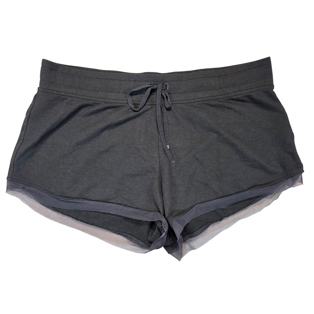 Victoria Sport Black Mesh Trim Athletic Shorts Drawstring Waist‎ Women Large